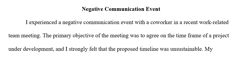 A negative communication event