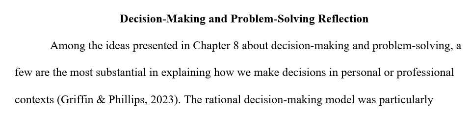 Decision Making and Problem Solving