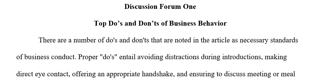 Describe the top do’s and don’ts of proper business behavior