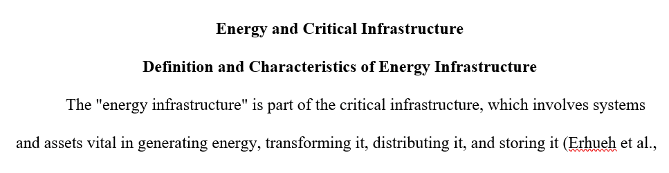 Discuss the energy infrastructure as it relates to critical infrastructure