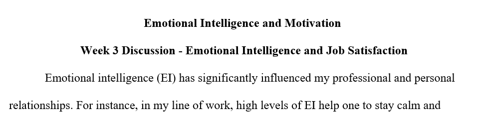 Emotional Intelligence and Job Satisfaction