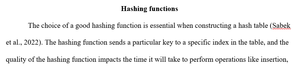 Importance of choosing an appropriate hashing function