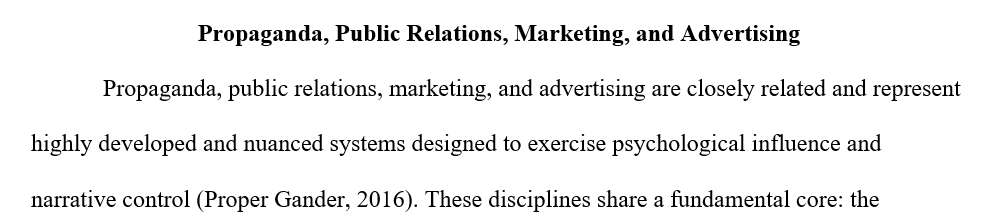 Link between Propaganda, Public Relations, Marketing, and Advertising