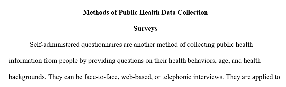 Methods for collecting public health data