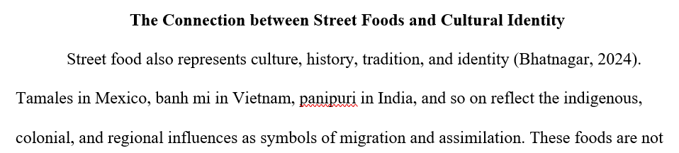 Relationships between street food and the cultural heritage