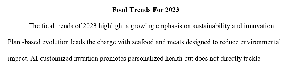 Research ten new food trends for 2023