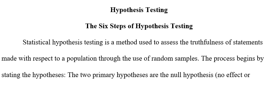 Six steps of hypothesis testing