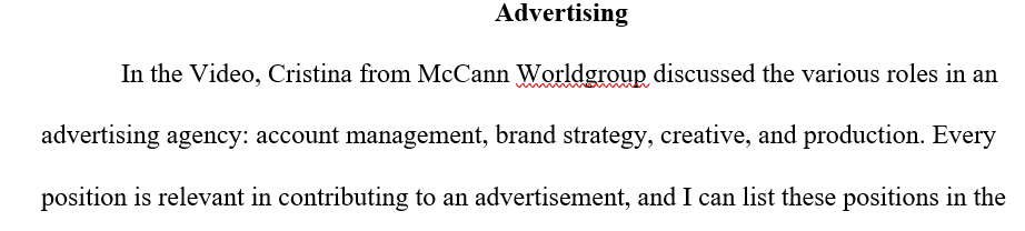 Work at an advertising Agency