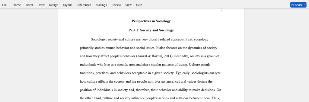 Perspectives in Sociology