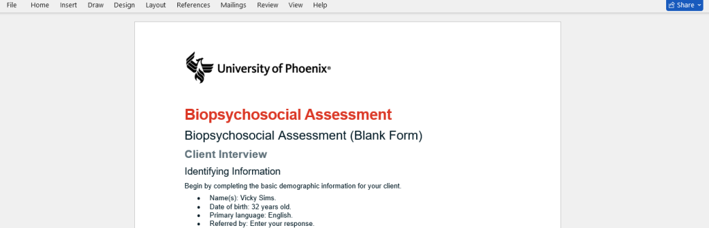 biopsychosocial assessment