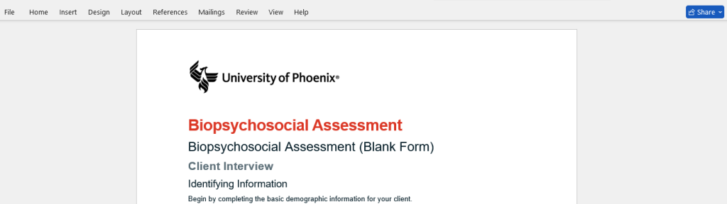 biopsychosocial assessment 