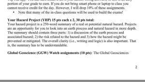 Your hazard project is a page summary of a real or potential natural hazard