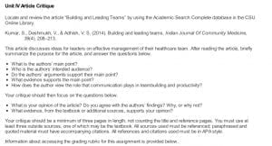 The article, “Building and Leading Teams”,