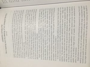 Write 3-5 paragraphs minimum explaining or illuminating any hidden meanings in the Stiglitz piece