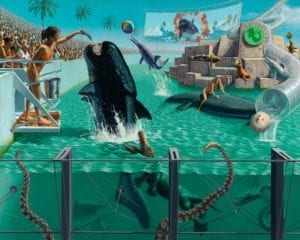 Compare Alexis Rockman Gowanus and Seaworld realism