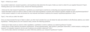 Determine the types of data you need to collect for your applied Research Project