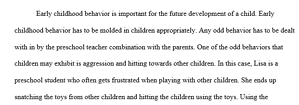 Address a child's behavior in early education
