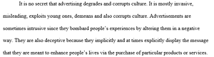 . Advertising demeans and corrupts culture