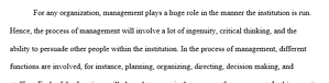 Application of Management Functions