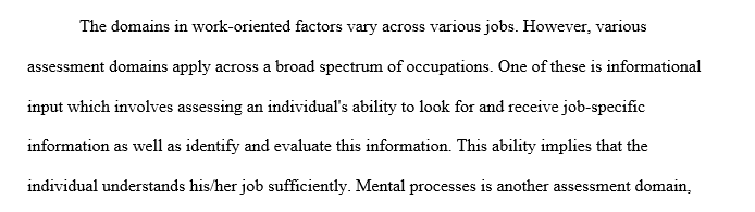 Assessing work-oriented strategies