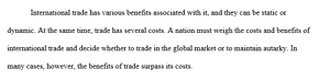 Benefits and costs of trade