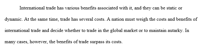Benefits and costs of trade