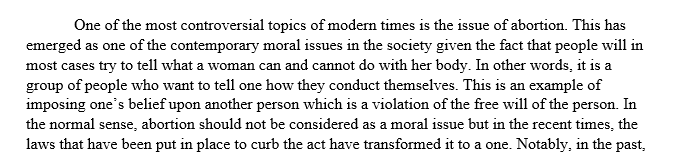 Contemporary moral issue