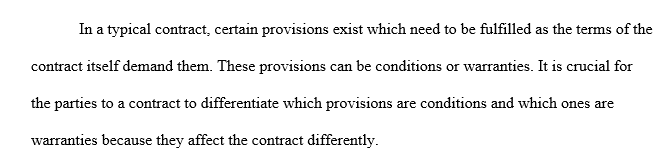 Distinguish between conditions and warranties
