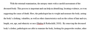External and internal examinations at autopsy