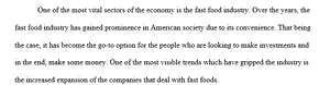 Fast food industry