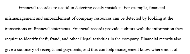 Financial records purpose