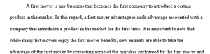 First Movers in Business