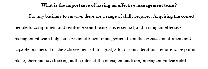Forming a Management Team 