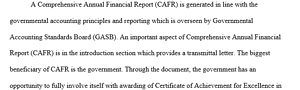 Government agencies to produce CAFRs