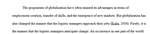 How has globalization impacted the logistics manager's job