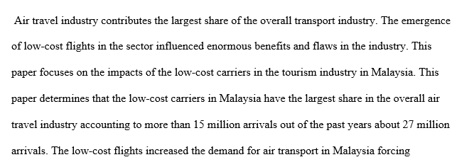 Impacts of Low-Cost Airline Operations on Tourism