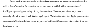 Legal aspects of controlling terrorism