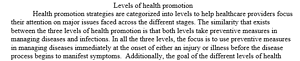 Levels of health promotion
