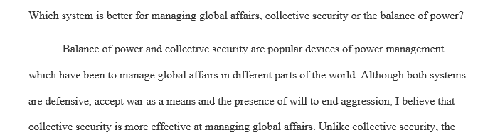 Managing global affairs