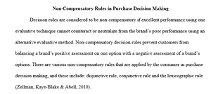 Non compensatory rules used in purchase decision-making