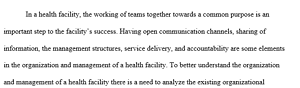 Organization and Management of a Health Facility