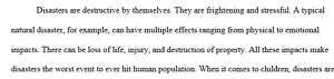 Psychological impacts of disasters on children