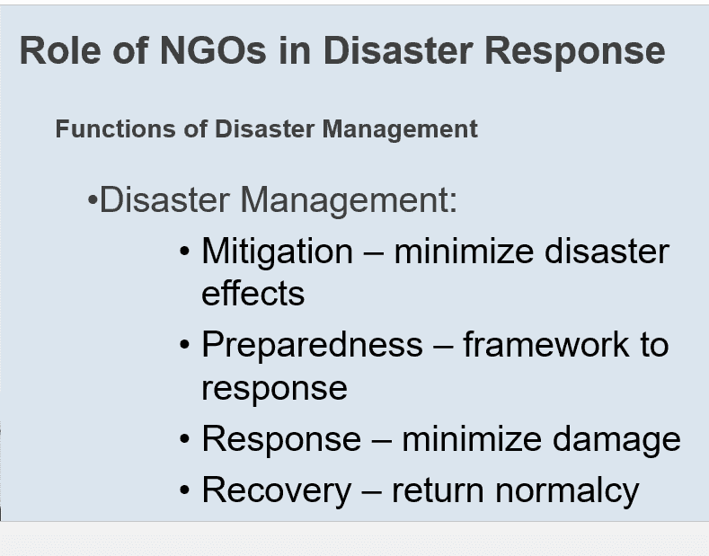 Role of NGOs in Disaster Response