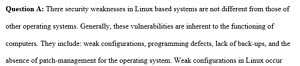 Security weaknesses inherent in Unix or Linux