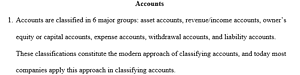 Six major groups of accounts