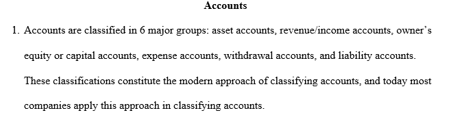 Six major groups of accounts