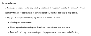 Speech outline about nursing