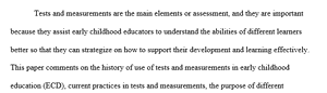 Tests and measurements in early childhood education