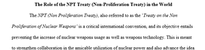 The Non Proliferation Treaty