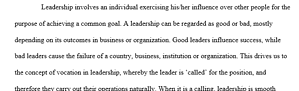 The concept of leadership as a vocation